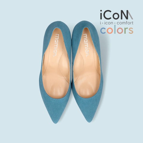 30%OFF:iCoN COLORS:ポインテッドトゥ スエード パンプス(C76532)SブルーS/mamian(マミアン)