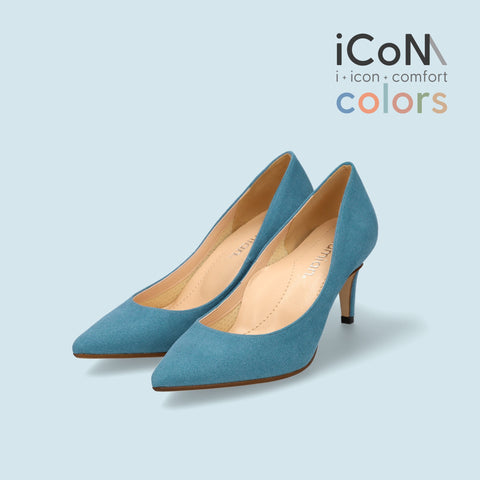 30%OFF:iCoN COLORS:ポインテッドトゥ スエード パンプス(C76532)SブルーS/mamian(マミアン)