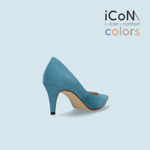 30%OFF:iCoN COLORS:ポインテッドトゥ スエード パンプス(C76532)SブルーS/mamian(マミアン)