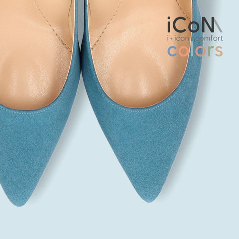 30%OFF:iCoN COLORS:ポインテッドトゥ スエード パンプス(C76532)SブルーS/mamian(マミアン)