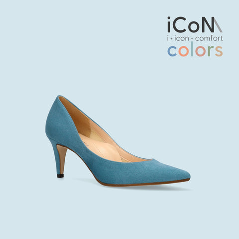 30%OFF:iCoN COLORS:ポインテッドトゥ スエード パンプス(C76532)SブルーS/mamian(マミアン)