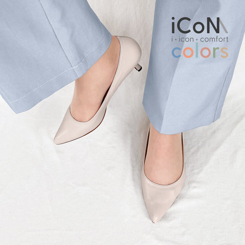 30%OFF:iCoN COLORS:ポインテッドトゥ スムース パンプス(C57173)グレイッシュベージュ/mamian(マミアン)