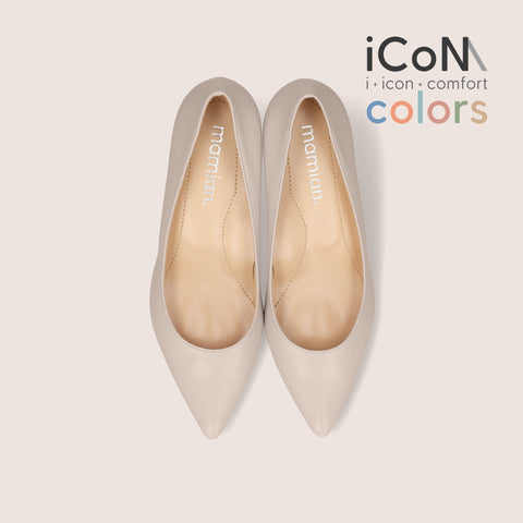 30%OFF:iCoN COLORS:ポインテッドトゥ スムース パンプス(C57173)グレイッシュベージュ/mamian(マミアン)