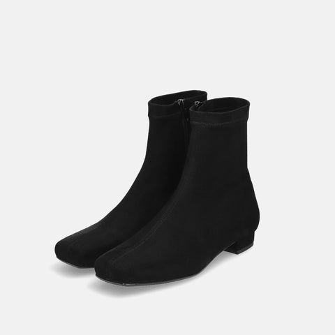 ラストワン70%OFF:ワイドスクエアトゥ ストレッチフラットブーツ(1514)ブラックS/mamian(マミアン)