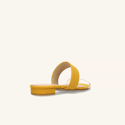 限定特価2,990円:リネン&PVC コンビ スリッパ(12221)イエロー/mamian(マミアン)