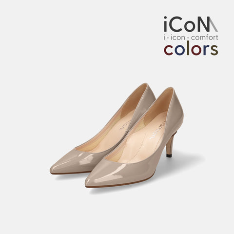 2024AW：iCoN COLORS：ポインテッドトゥ エナメル パンプス（C76531）グレージュE/mamian（マミアン）