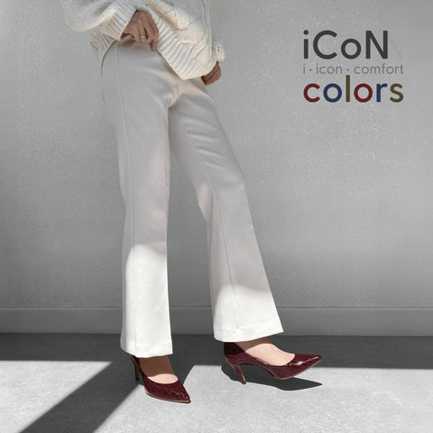 20%OFF：2024AW：iCoN COLORS：ポインテッドトゥ クロコ型押し パンプス（C76534）ボルドーCR/mamian（マミアン）