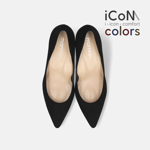 20%OFF：2024AW：iCoN COLORS：ポインテッドトゥ スエード パンプス（C76532）ブラックS/mamian（マミアン）