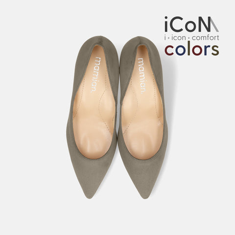 20%OFF：2024AW：iCoN COLORS：ポインテッドトゥ スエード パンプス（C76532）グレージュS/mamian（マミアン）