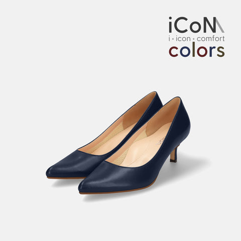 2024AW：iCoN COLORS：ポインテッドトゥ スムース パンプス（C57173）ネイビー/mamian（マミアン）