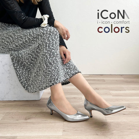 2024AW：iCoN COLORS：ポインテッドトゥ スムース パンプス（C57173）シルバー/mamian（マミアン）