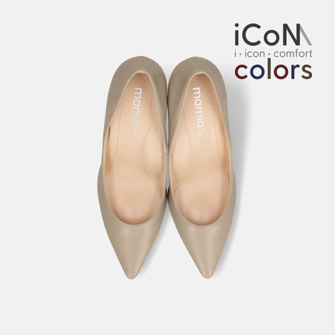 2024AW：iCoN COLORS：ポインテッドトゥ スムース パンプス（C76533）グレージュ/mamian（マミアン）