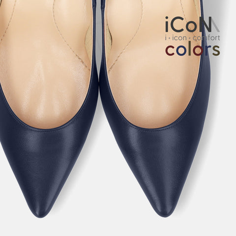 20%OFF：iCoN COLORS：ポインテッドトゥ スムース パンプス（C76533）ネイビー/mamian（マミアン）