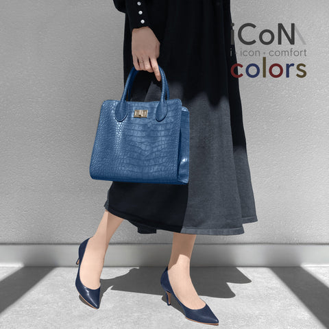 20%OFF：iCoN COLORS：ポインテッドトゥ スムース パンプス（C76533）ネイビー/mamian（マミアン）