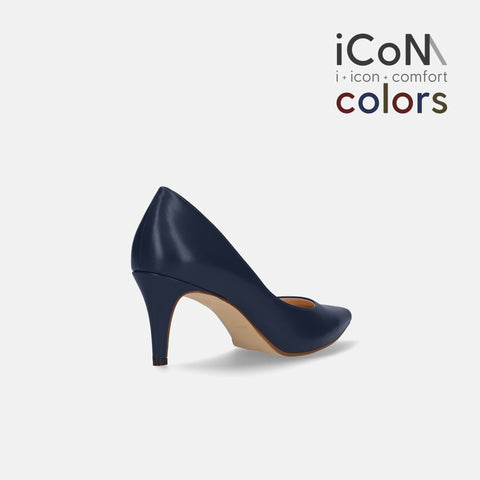 20%OFF：2024AW：iCoN COLORS：ポインテッドトゥ スムース パンプス（C76533）ネイビー/mamian（マミアン）