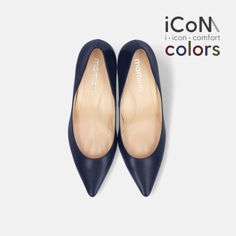 20%OFF：iCoN COLORS：ポインテッドトゥ スムース パンプス（C76533）ネイビー/mamian（マミアン）