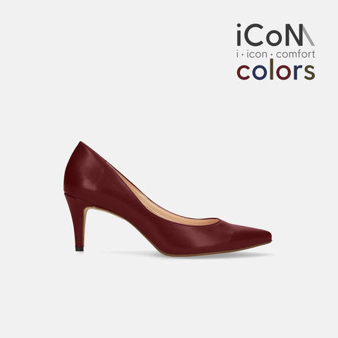 ラストワン20%OFF：2024AW：iCoN COLORS：ポインテッドトゥ スムース パンプス（C76533）ワイン/mamian（マミアン）