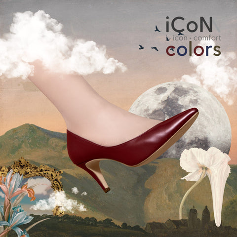 ラストワン20%OFF：iCoN COLORS：ポインテッドトゥ スムース パンプス（C76533）ワイン/mamian（マミアン）