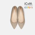 予約：2025SS：iCoN COLORS：ポインテッドトゥ スムース フラットシューズ（C20143）グレージュ/mamian（マミアン）