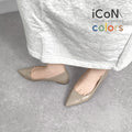 予約：2025SS：iCoN COLORS：ポインテッドトゥ スムース フラットシューズ（C20143）グレージュ/mamian（マミアン）