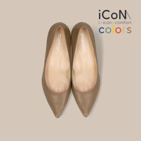 2025SS：iCoN COLORS：ポインテッドトゥ スムース パンプス（C57173）ダークグレージュ/mamian（マミアン）