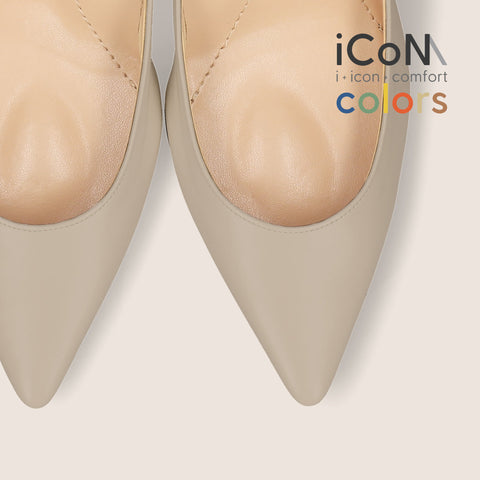 2025SS：iCoN COLORS：ポインテッドトゥ スムース パンプス（C76533）グレージュ/mamian（マミアン）