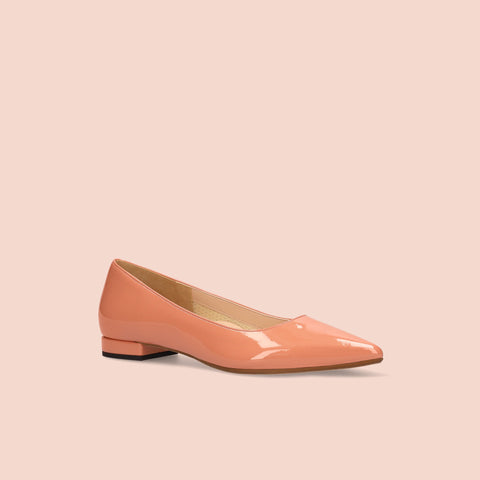 50%OFF：iCoN COLORS：ポインテッドトゥ エナメル フラットシューズ（C20141）SオレンジE/mamian（マミアン）