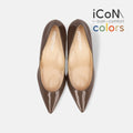 15%OFF：2025SS：iCoN COLORS：ポインテッドトゥ エナメル パンプス（C76531）ダークグレージュE/mamian（マミアン）