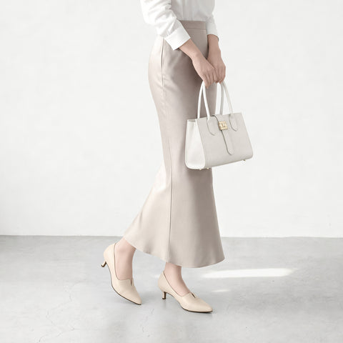 10% OFF: 2024SSBI: Pointed toe switching pumps (5154) Ivory