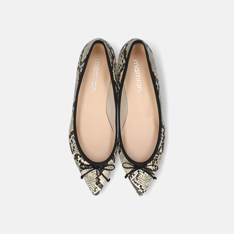 2026SSBI：ポインテッドトゥ フラット バレエシューズ（1333）パイソン/mamian（マミアン）