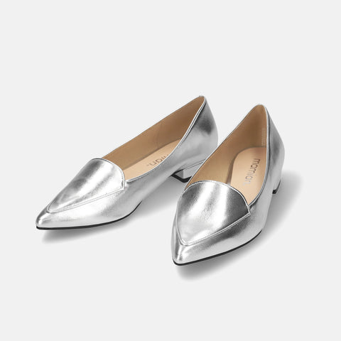 2025AWBI：甲深デザイン フラットシューズ（4767）シルバー