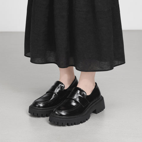 予約：トラックソール ローファー（m100014）ブラックG