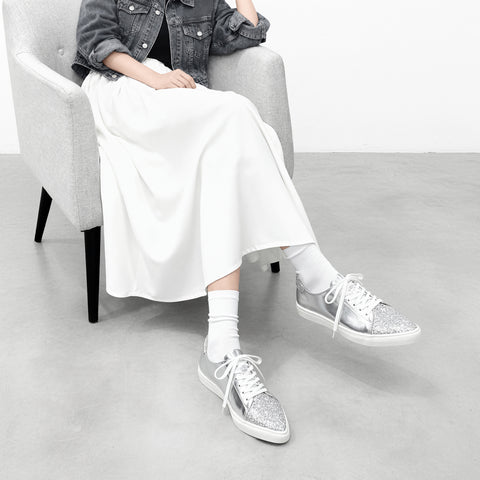 予約：グリッターコンビ スニーカー（m1004）シルバー/C