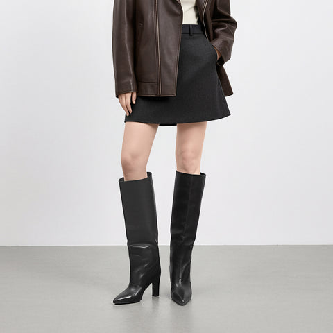 25% OFF: 2023AW: Wide shaft long boots (m81007) Black