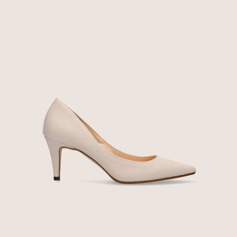 ラストワン50%OFF：iCoN COLORS：ポインテッドトゥ リネン パンプス（C76535）グレージュL/mamian（マミアン）