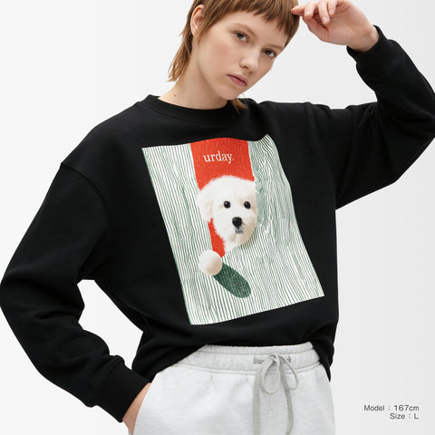 予約：urday【dog】アートワークスウェットシャツ（u-a-sw-0001-06）ブラック/urday（マミアン）