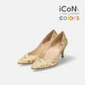 2025SS：iCoN COLORS：ポインテッドトゥ 和柄 パンプス（C76536）ベージュ花/mamian（マミアン）